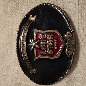 Vintage 1980s Lone Star Beer Belt Buckle Serial # 139 Talena Buckle Company made